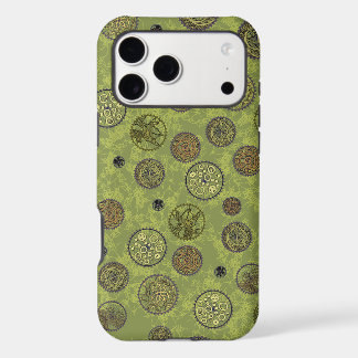Green Steampunk Gear Medallions iPhone 17 Pro Max Case
