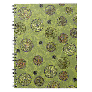 Green Steampunk Gear Medallions Notebook