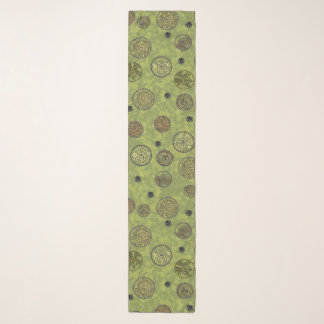 Green Steampunk Gear Medallions Scarf
