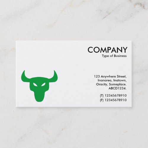 Green Steer Symbol _ White Business Card
