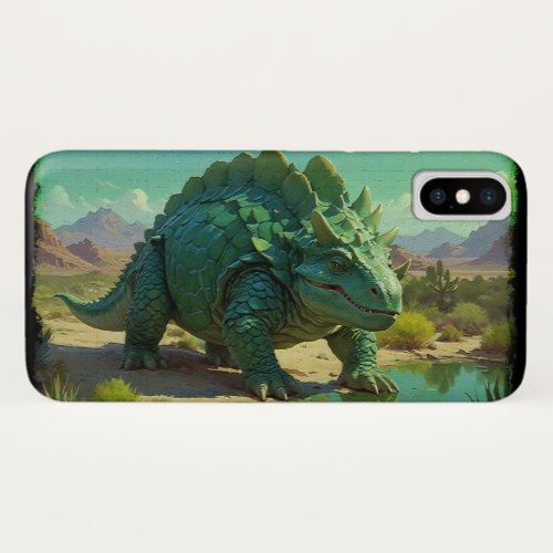 Green Stegosaurus and Desert Pool iPhone X Case