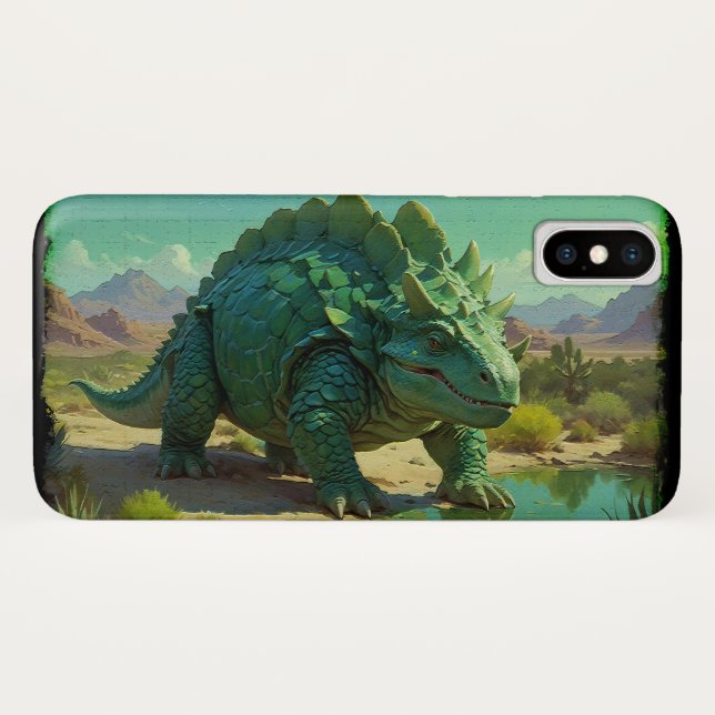 Green Stegosaurus and Desert Pool Case-Mate iPhone Case (Back (Horizontal))