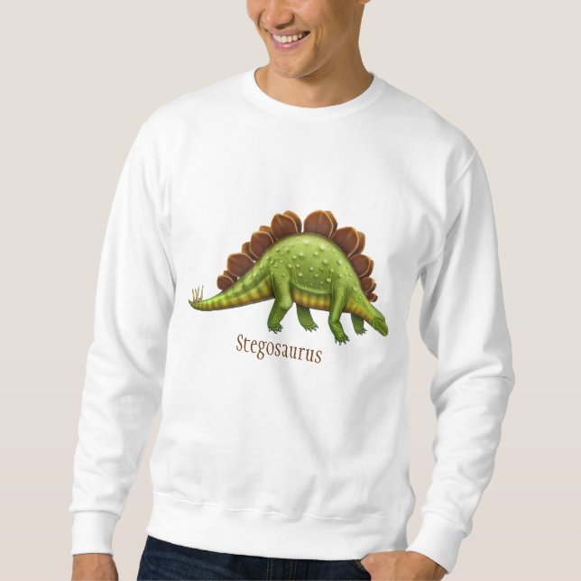 Green Stegosaurus Dinosaur Adult Sweatshirt (Front)