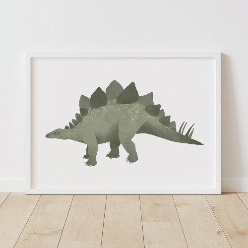 Green Stegosaurus Dinosaur Kids Room Poster