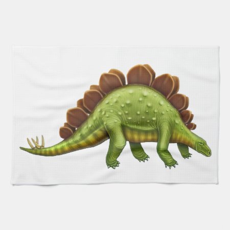 Green Stegosaurus Dinosaur Kitchen Towel