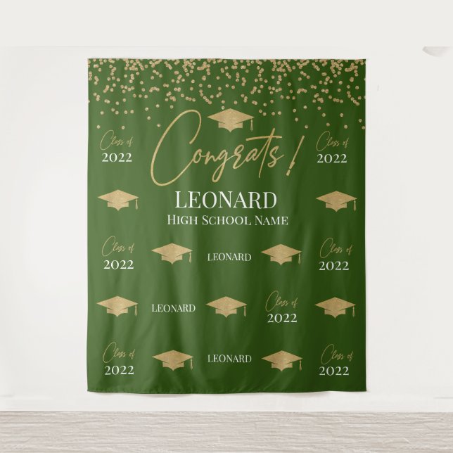 Green Step and repeat Graduation Backdrop banner (Front)