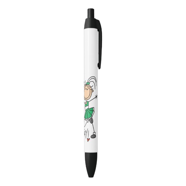 Green Stick Figure Cheerleader Pen (Bottom (Vertical))