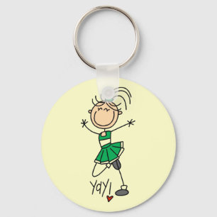 Green Stick Figure Cheerleader t-shirts and Gifts Keychain