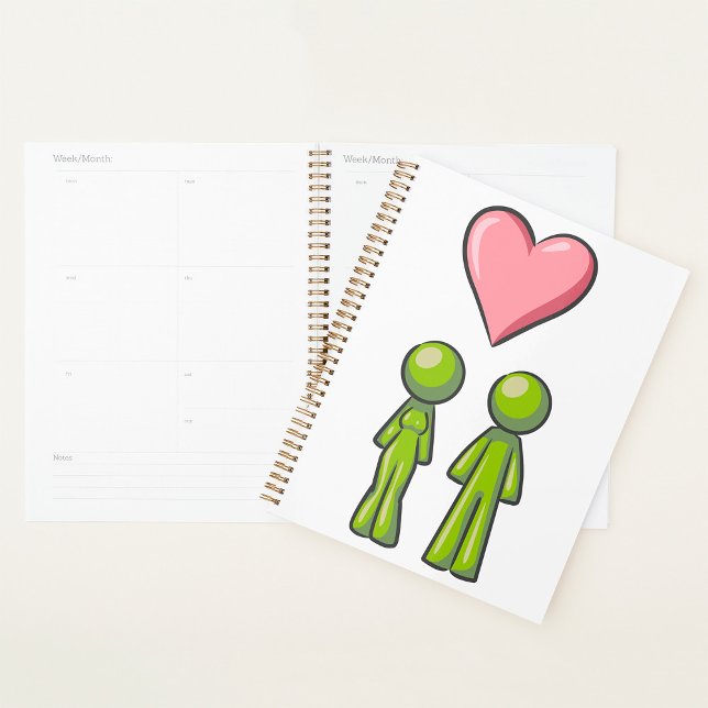 Green Stick Figure Couple Pink Heart Love Planner (Creator Uploaded)