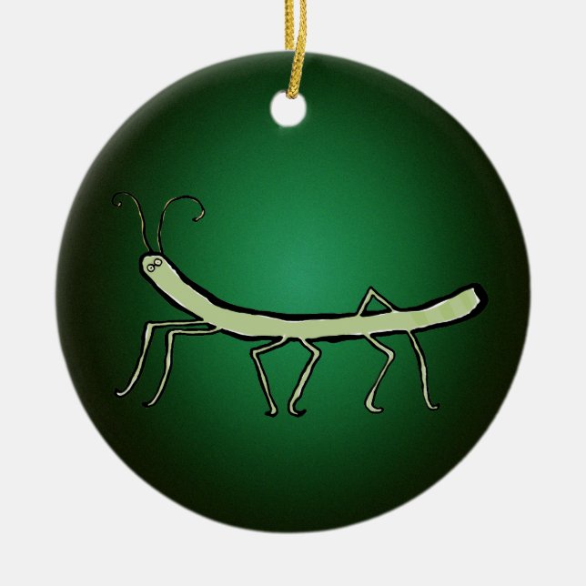 green stick insect ceramic ornament (Front)