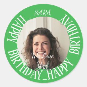 green Sticker for birthday fully customizable