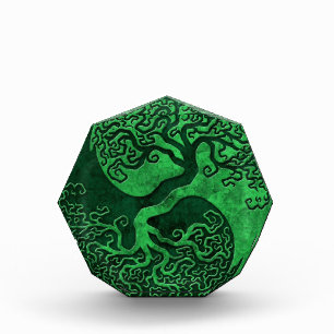 Green Stone Yin Yang Tree Acrylic Award