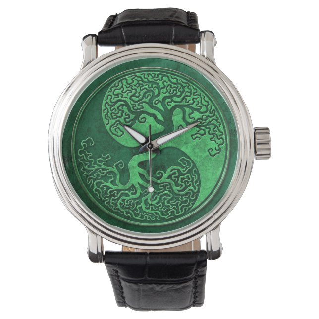 Green Stone Yin Yang Tree Watch (Front)