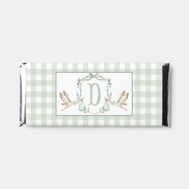 Green Stork Baby Shower  Hershey Bar Favors (Front)