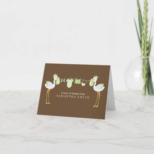 Green Storks Baby Shower Thank You Notes