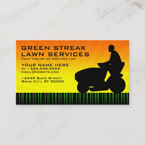 green streak lawn services business card templates