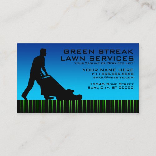 green streak lawn services business card