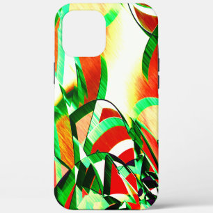 Green streaks over coral orange image with drizzle iPhone 12 pro max case