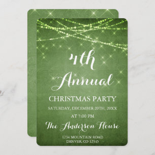 Green String Light Annual Christmas Party Invitation
