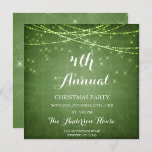 Green String Light Annual Christmas Party Invitation
