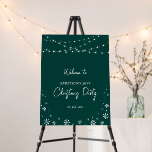 Green String Light & Snow Christmas Party Welcome Foam Board