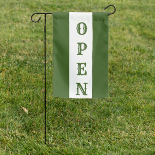 Green Stripe Antique Vertical Open Sign Flag