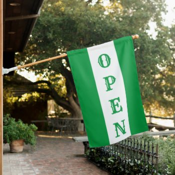 Green Stripe Antique Vertical Open Sign Flag by InkWorks at Zazzle