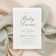 Green Stripe Baby Shower Gender Neutral