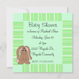 Green Stripe Baby Shower Invitation