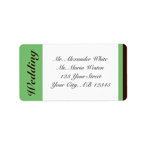 Green Stripe Chocolate Brown Wedding Address Label