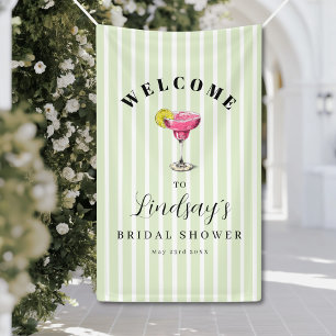 Green Stripe Cocktail Bridal Shower Party Banner