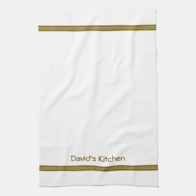 Green Stripe Custom Dish Tea Kitchen Towel (Vertical)