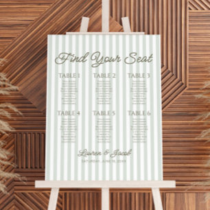 Green Stripe Find Seat Small Wedding Seating Chart Foam Board