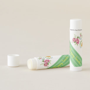 Green Stripe Floral Lip Balm