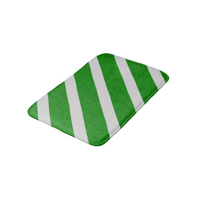 Green Stripe Glitter Bath Mat (Angled)