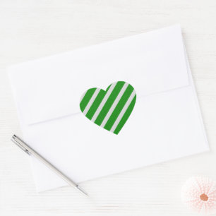 Green Stripe Glitter Heart Sticker