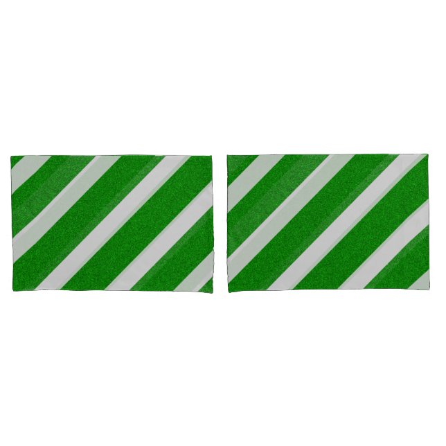 Green Stripe Glitter Pillow Case (Front-Set)