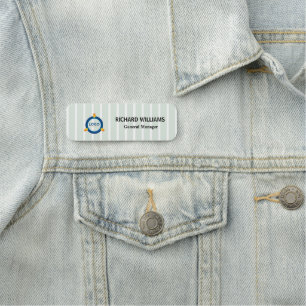 green stripe Logo Employee Magnetic Name Tag