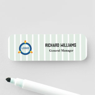 green stripe Logo Employee Magnetic Name Tag
