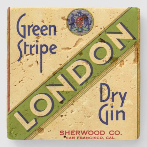 Green Stripe London Dry Gin packing label Stone Coaster