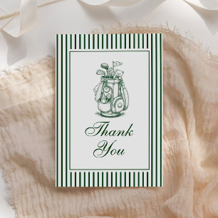 Green Stripe New to the Club Golf Baby Shower Thank You Card