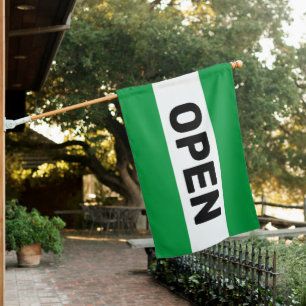Green Stripe Open Sign Flag