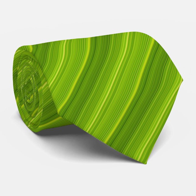 Green Stripe Pattern Neck Tie (Rolled)