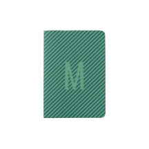 Green Stripe Patterned Monogram Passport Holder