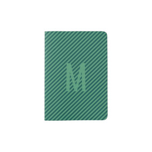 Green Stripe Patterned Monogram Passport Holder