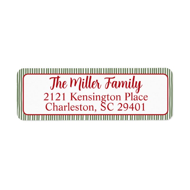 Green Stripe Return Address  Label (Front)