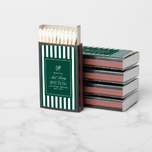 Green Stripe Tennis Bachelorette elegant modern Matchboxes