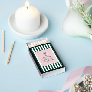 Green Stripe Tennis Bachelorette elegant modern Matchboxes