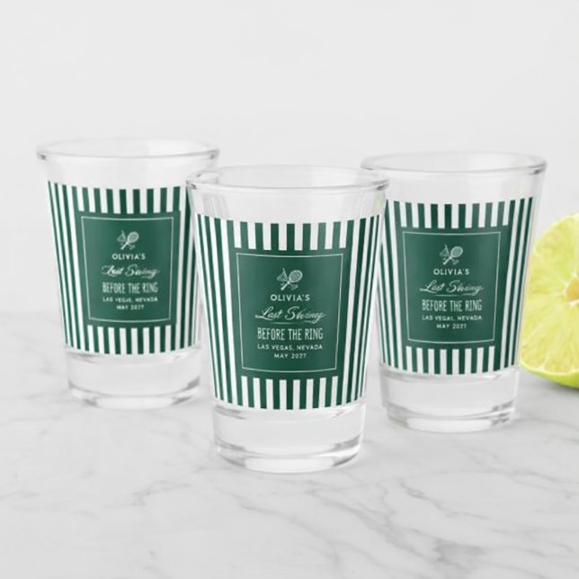 Green Stripe Tennis Bachelorette elegant modern Shot Glass (Creator Uploaded)