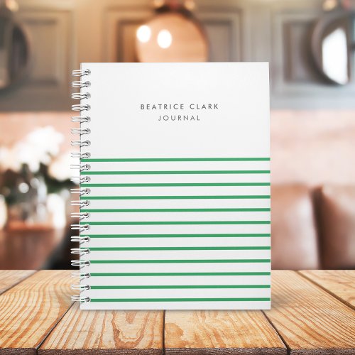 Green Stripe Trendy Modern Minimal Journal